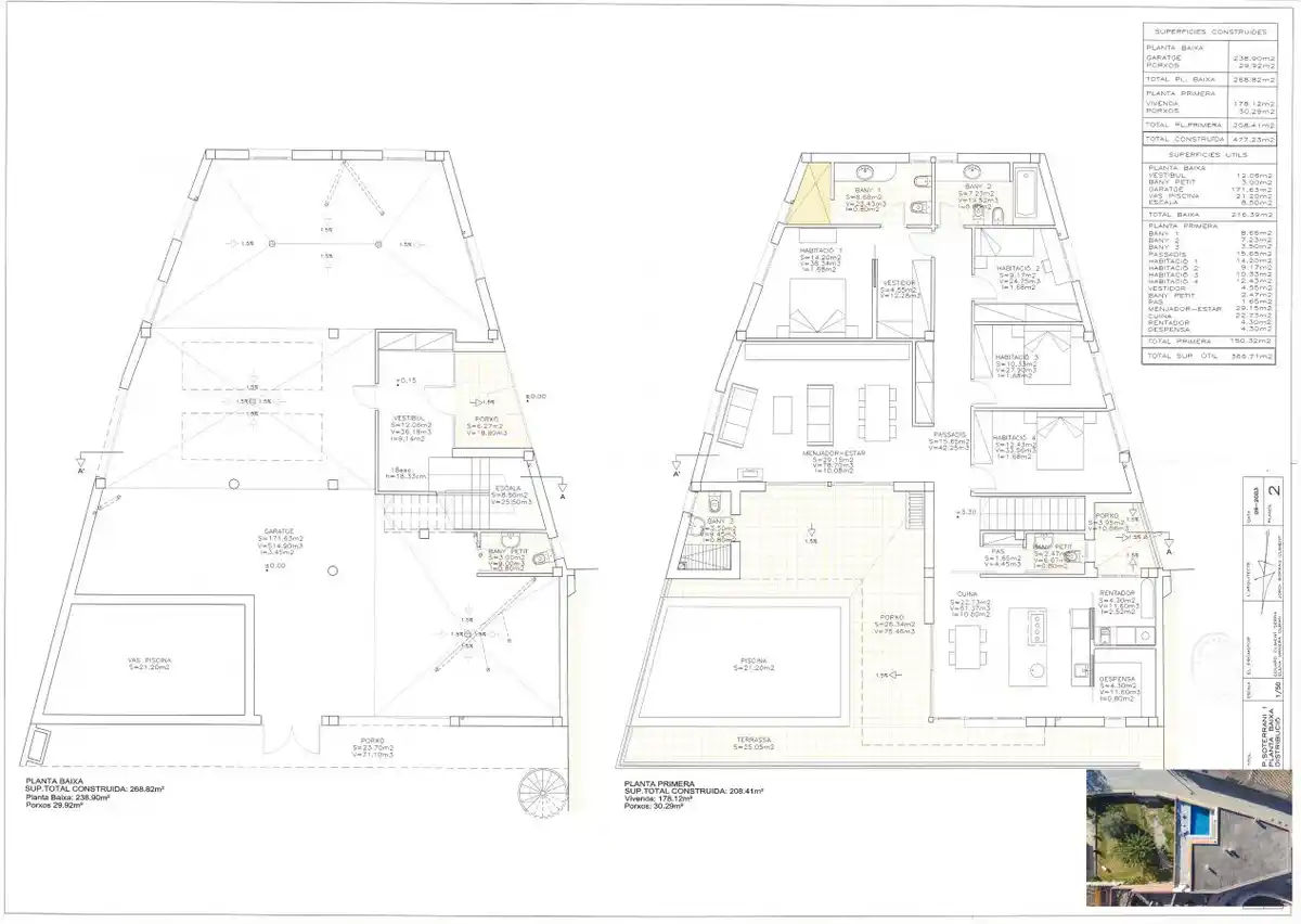 En Santa Llogaia, privacidad, luz natural, espacio al aire libre, 396 m2 útiles y 400 m2 de terreno 100% edificable.