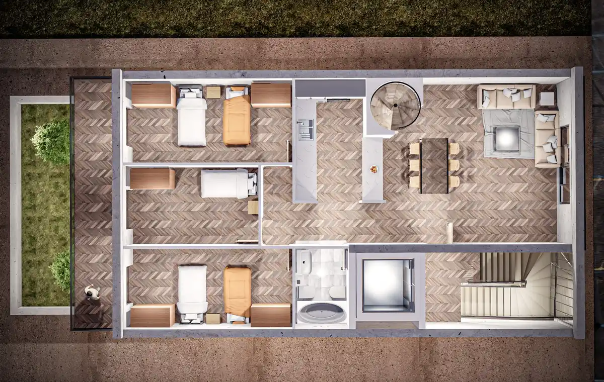 ¡Oferta especial de constructores! Edificio de 4 apartamentos con planos de construcción.