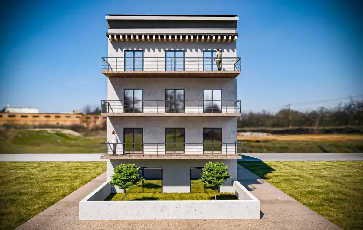 ¡Oferta especial de constructores! Edificio de 4 apartamentos con planos de construcción.